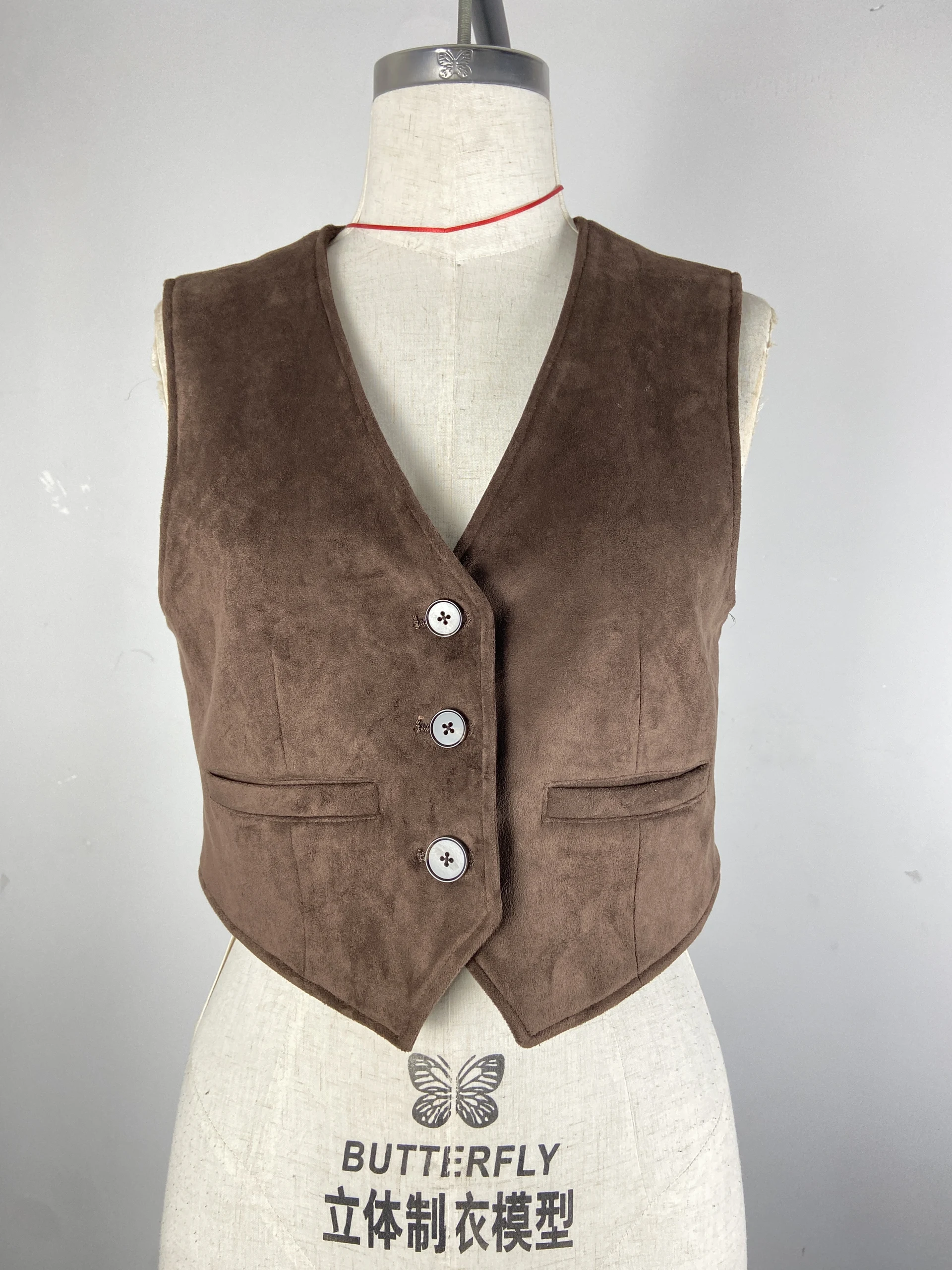 Women's Single-Breasted Vest,Short Suede Vest,Tops