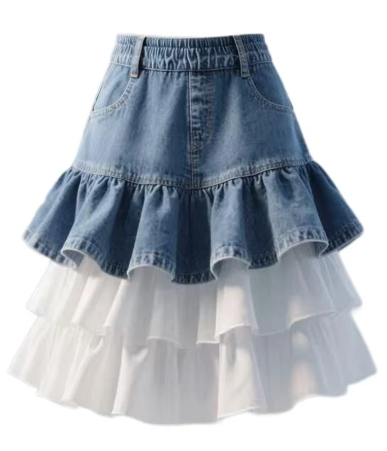 Denim Skirts Medium Washed Blue 