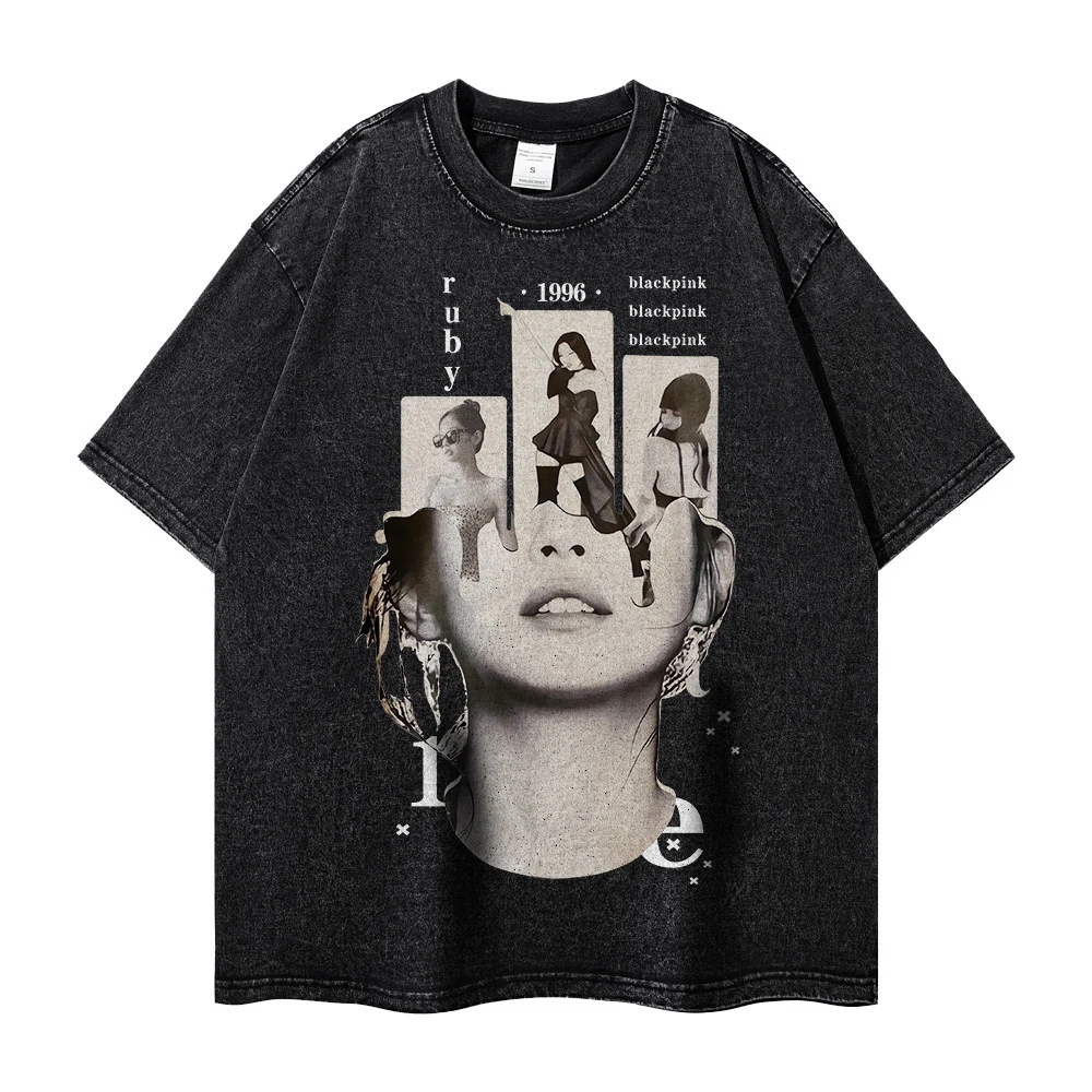 Distressed Loose Crew Neck Short Sleeve T-Shirt Vintage Graphic Tee Printed Tees