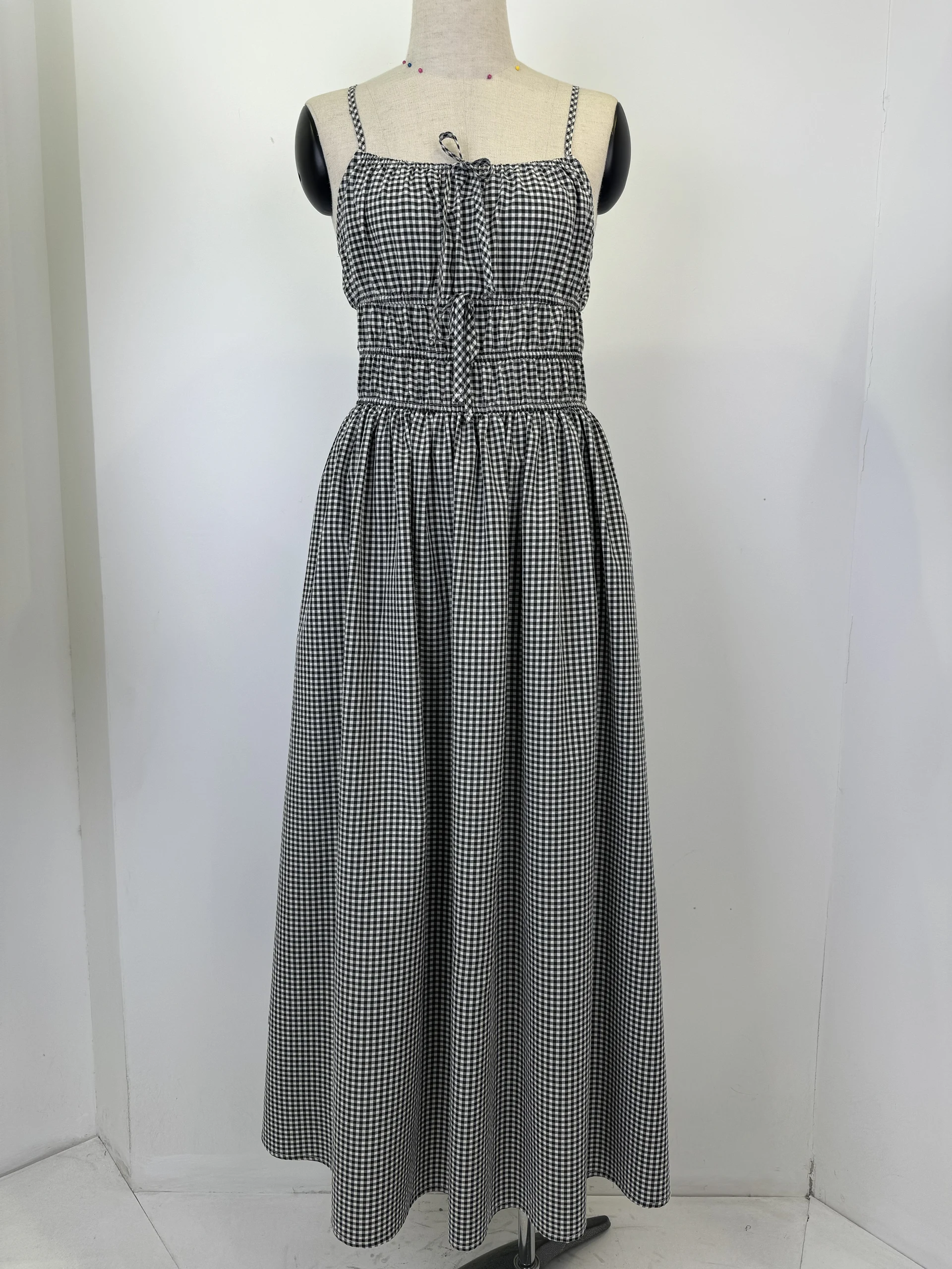 Sleeveless check printed dress,Day dress,Daily dress,Casual maxi dress — view 2